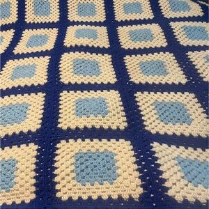 Blue and Cream Crochet Blanket